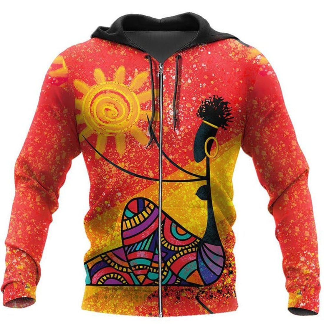 FUNSTUFFPRINT African Girl and Star 3D Hoodie and Zip Hoodie