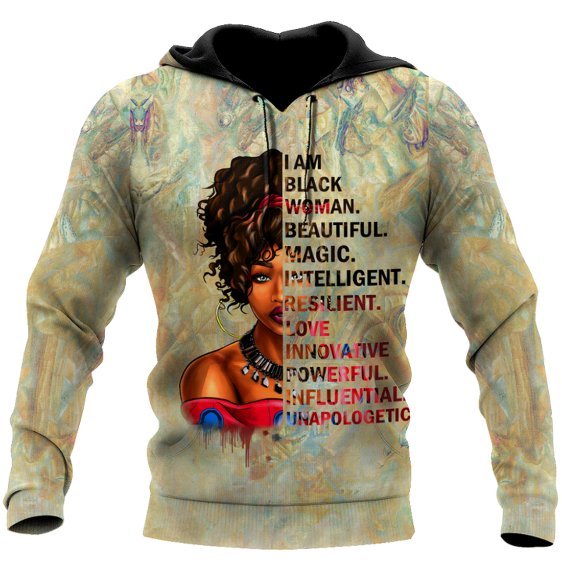 FUNSTUFFPRINT African I Am Black Woman Girl Unisex Deluxe 3D Hoodie and Zip Hoodie
