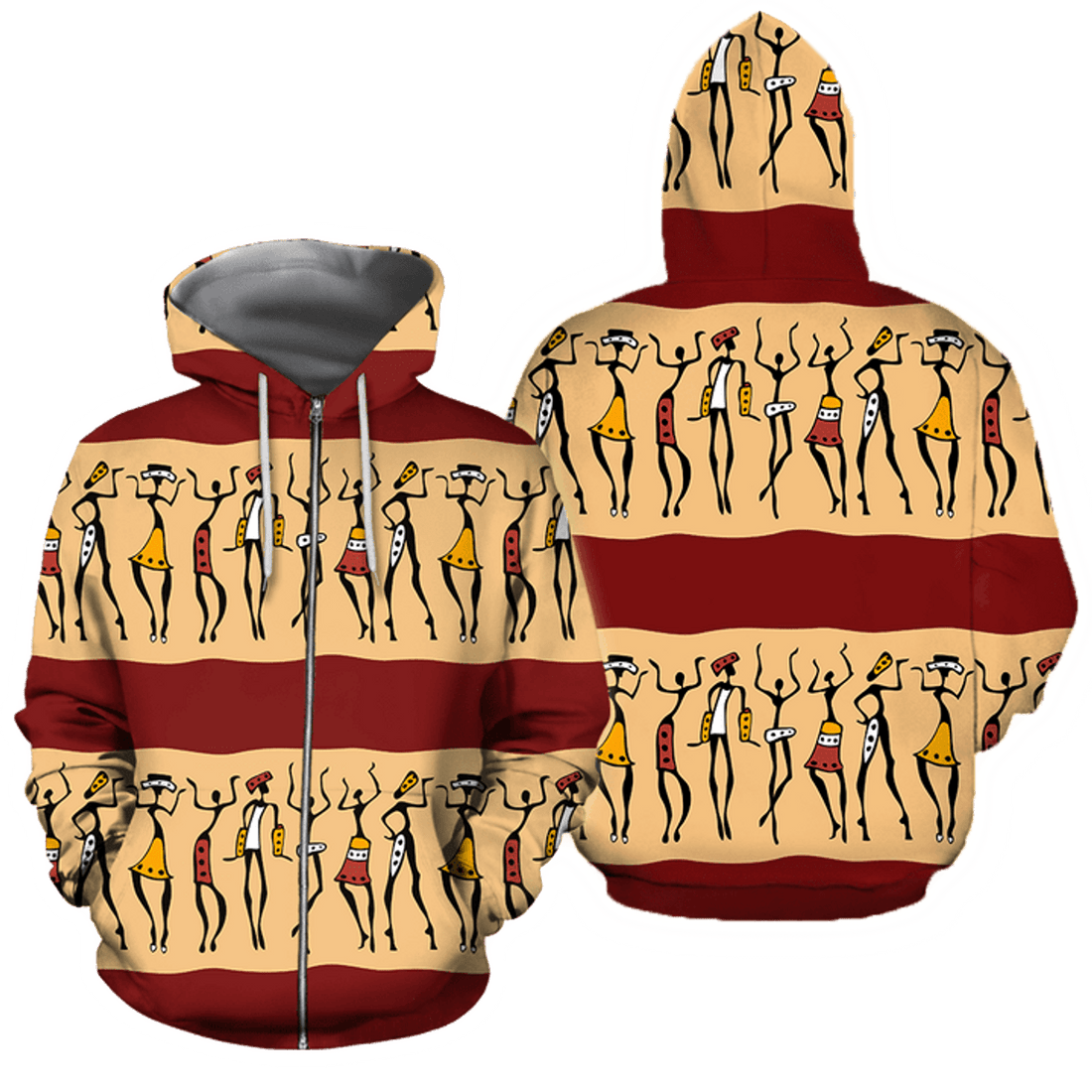 FUNSTUFFPRINT African People Unisex Hoodie Black Girl Pattern 3D Hoodie and Zip Hoodie