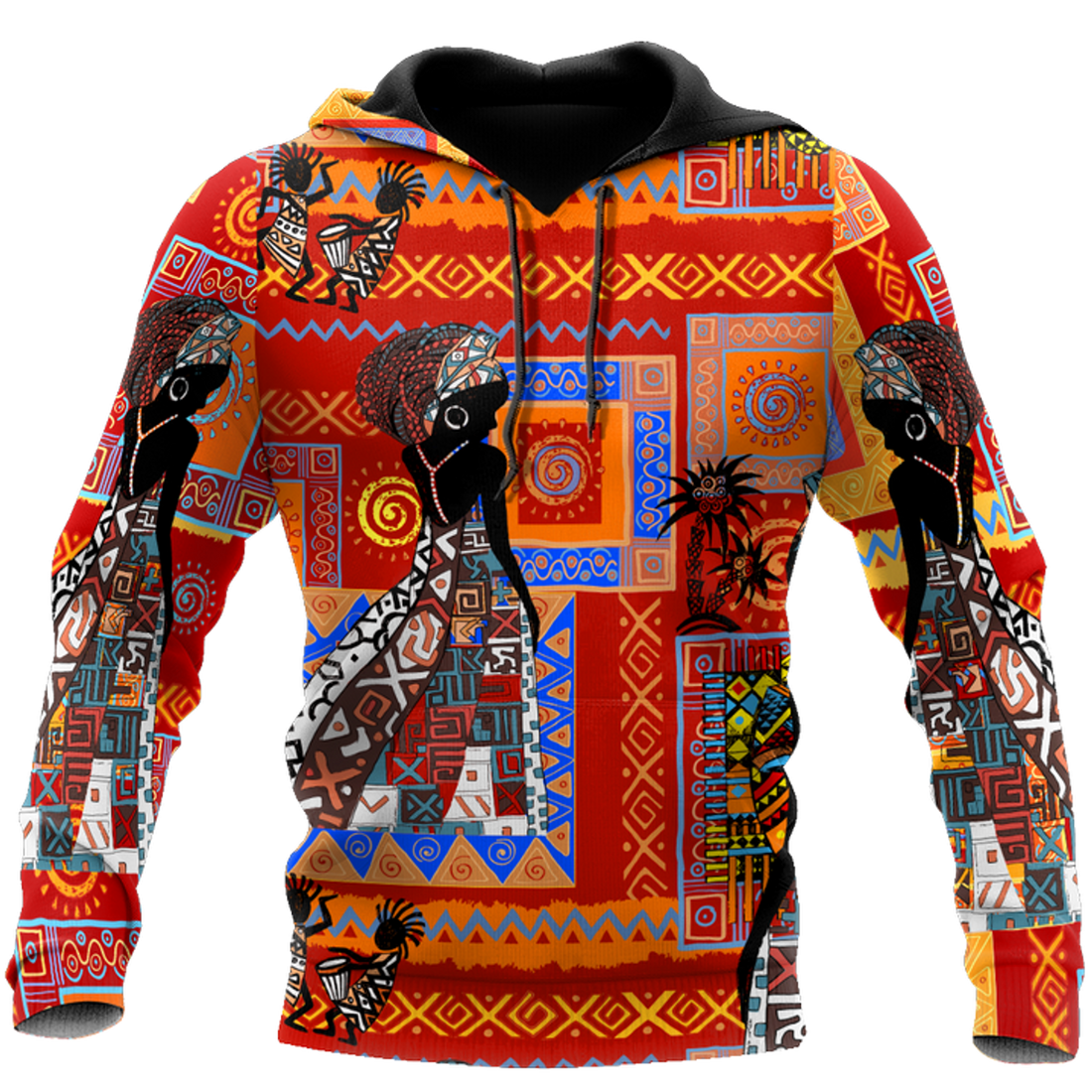 FUNSTUFFPRINT African Print Pattern And Black Girl Unisex Deluxe 3D Hoodie and Zip Hoodie