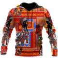 FUNSTUFFPRINT African Print Pattern And Black Girl Unisex Deluxe 3D Hoodie and Zip Hoodie