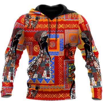 FUNSTUFFPRINT African Print Pattern And Black Girl Unisex Deluxe 3D Hoodie and Zip Hoodie