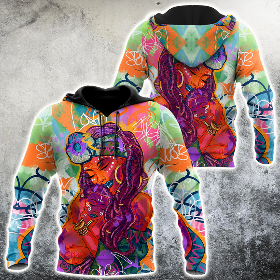 FUNSTUFFPRINT African Mother And Son Unisex 3D Hoodie and Zip Hoodie