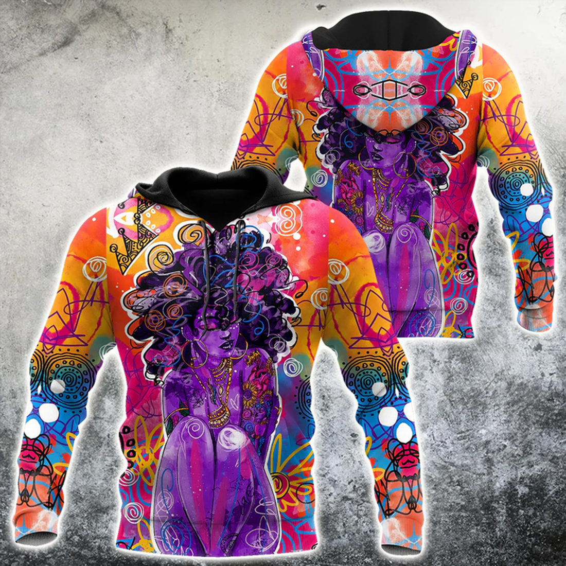 FUNSTUFFPRINT African Strong Girl Unisex Deluxe 3D Hoodie and Zip Hoodie