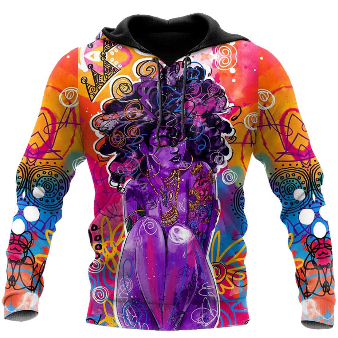 FUNSTUFFPRINT African Strong Girl Unisex Deluxe 3D Hoodie and Zip Hoodie