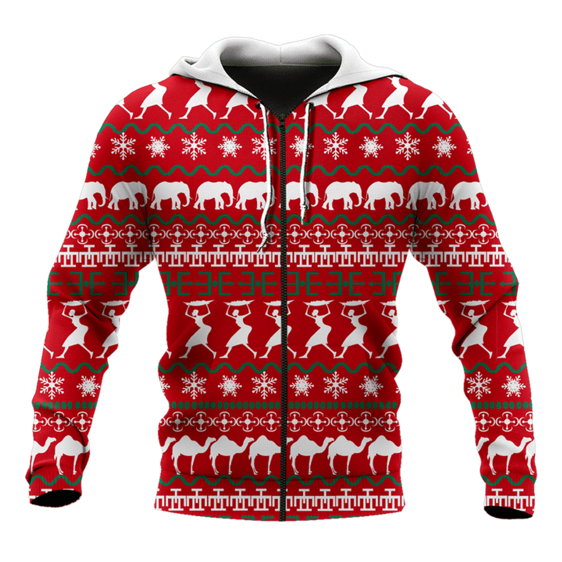 FUNSTUFFPRINT - African Xmas Unisex Deluxe 3D Hoodie and Zip Hoodie