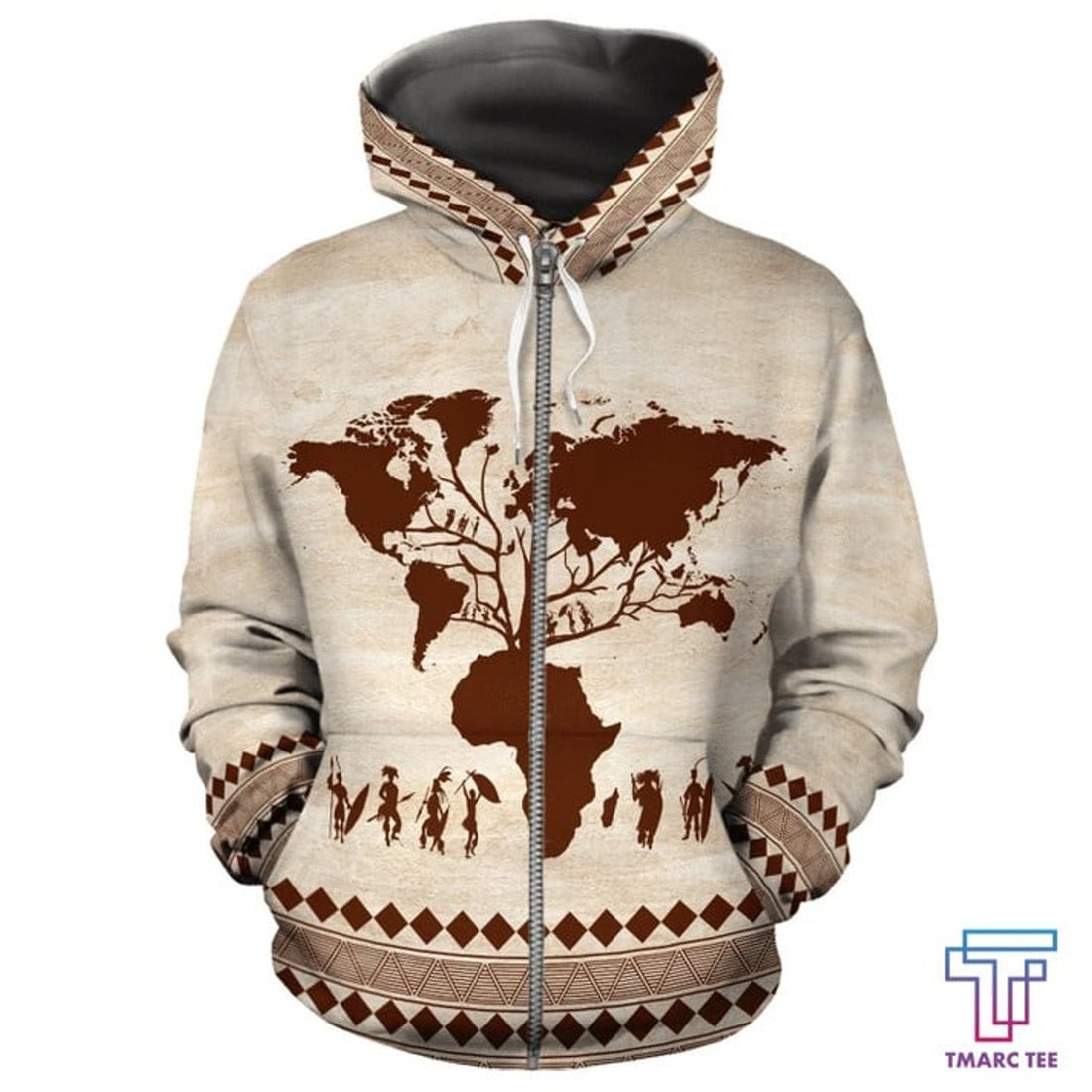 FUNSTUFFPRINT African Zip-Up Hoodie - Root Africa 3D Hoodie and Zip Hoodie