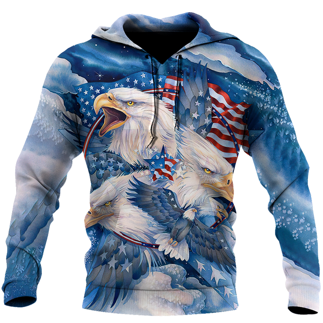 FUNSTUFFPRINT All Over Printed Bald Eagle 3D Hoodie and Zip Hoodie