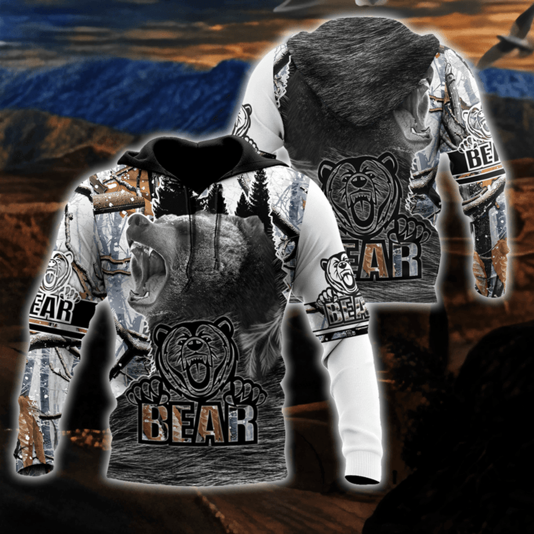 FUNSTUFFPRINT -All Over Printed Bear Hoodie 3D Hoodie and Zip Hoodie