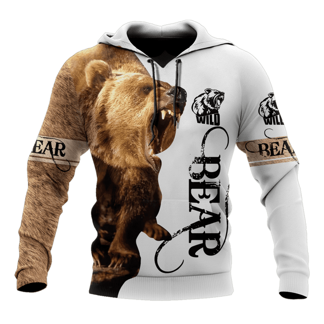 FUNSTUFFPRINT Over Printed Bear Hoodie 3D Hoodie and Zip Hoodie