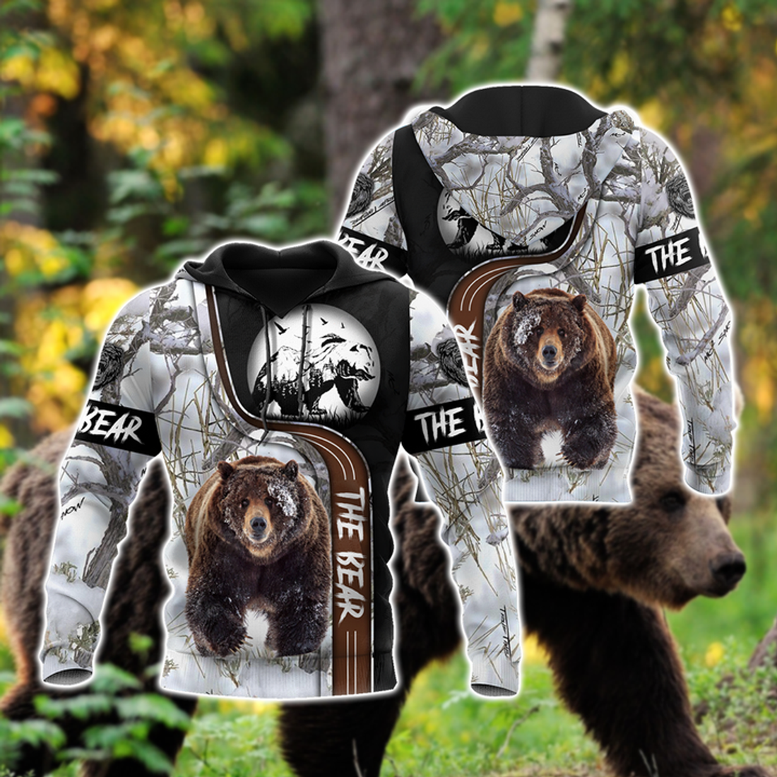 FUNSTUFFPRINT - Over Printed Bear Hoodie 3D Hoodie and Zip Hoodie