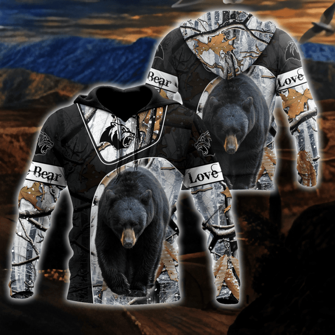 FUNSTUFFPRINT Over Printed Bear 3D Hoodie and Zip Hoodie