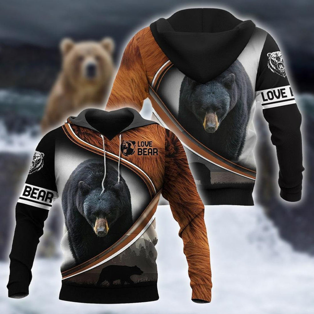 FUNSTUFFPRINT - Over Printed Bear 3D Hoodie and Zip Hoodie
