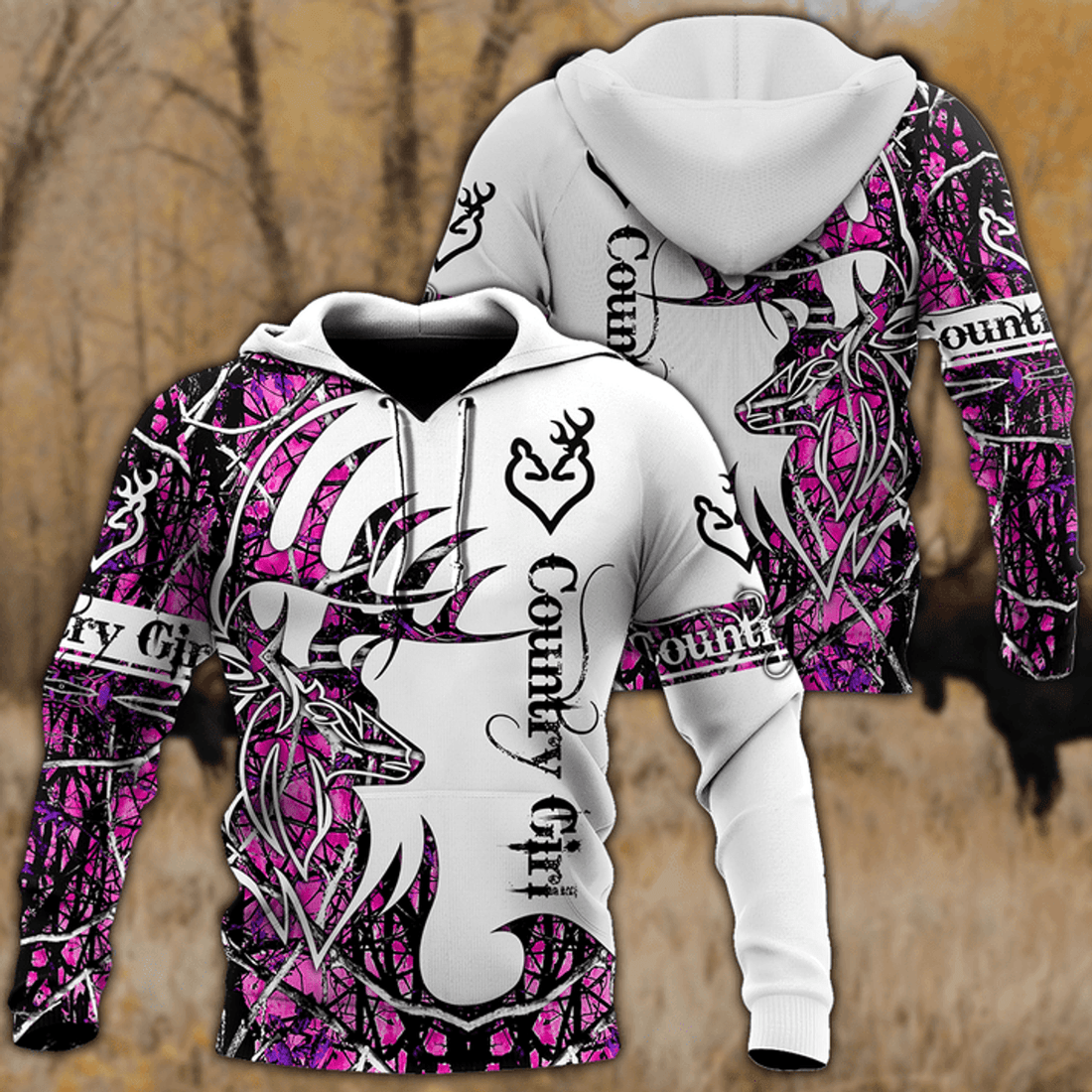 FUNSTUFFPRINT - Over Printed Beautiful Country Girl 3D Hoodie and Zip Hoodie