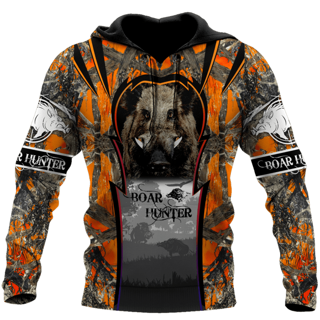 FUNSTUFFPRINT - Over Printed Boar Hunter 3D Hoodie and Zip Hoodie
