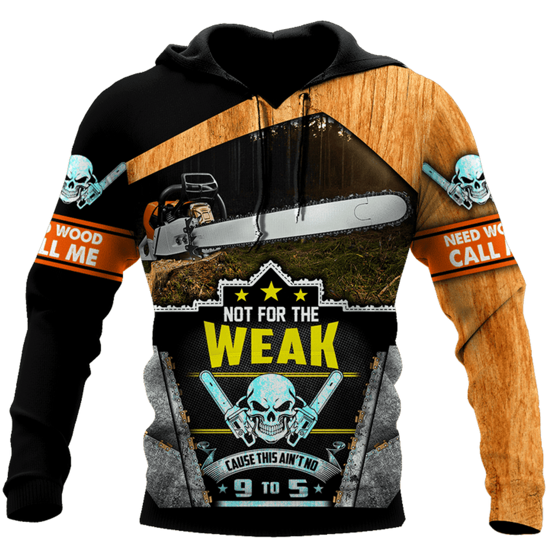 FUNSTUFFPRINT - Over Printed Chainsaw Need Wood Call Me 3D Hoodie and Zip Hoodie