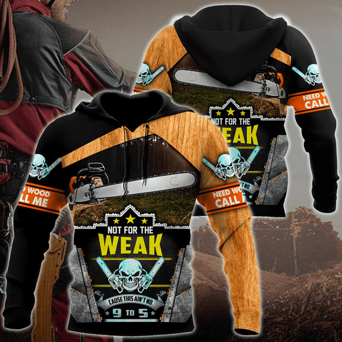 FUNSTUFFPRINT - Over Printed Chainsaw Need Wood Call Me 3D Hoodie and Zip Hoodie