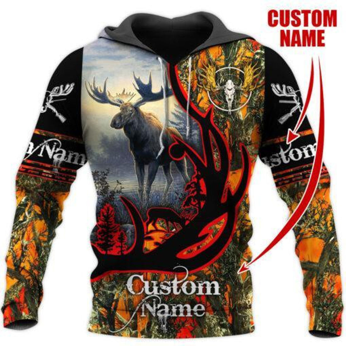 FUNSTUFFPRINT - Over Printed Customized Moose Hunting 3D Hoodie and Zip Hoodie