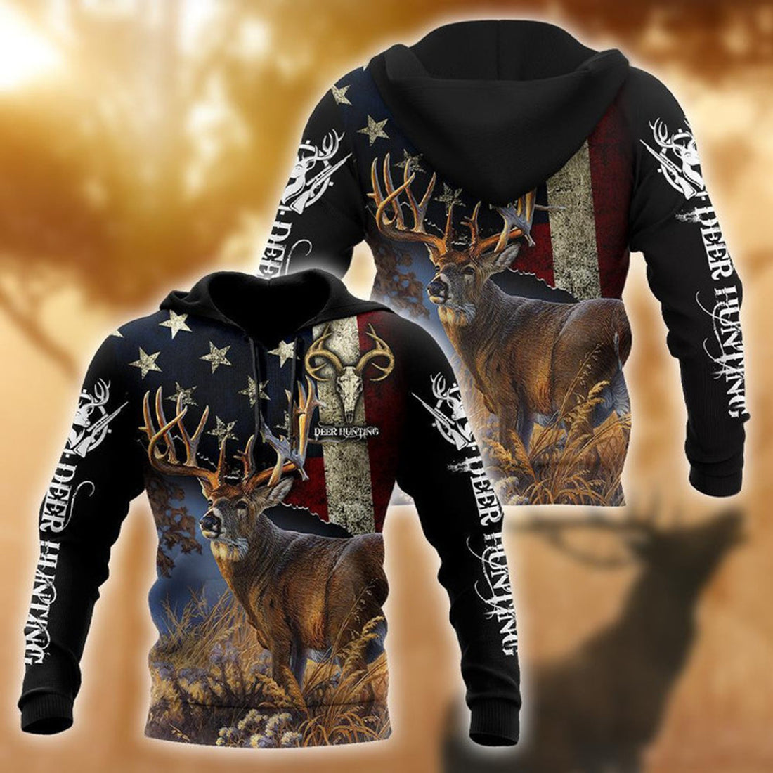 FUNSTUFFPRINT -All Over Printed Deer Hunting 3D Hoodie and Zip Hoodie