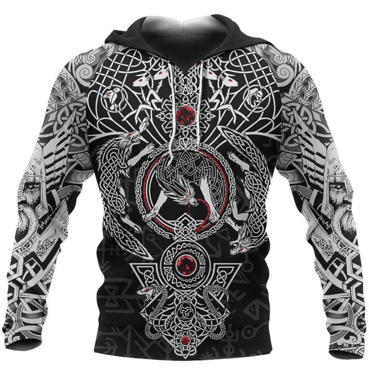 FUNSTUFFPRINT -Vikings Fenrir Skoll And Hati Valknut 3D Hoodie and Zip Hoodie
