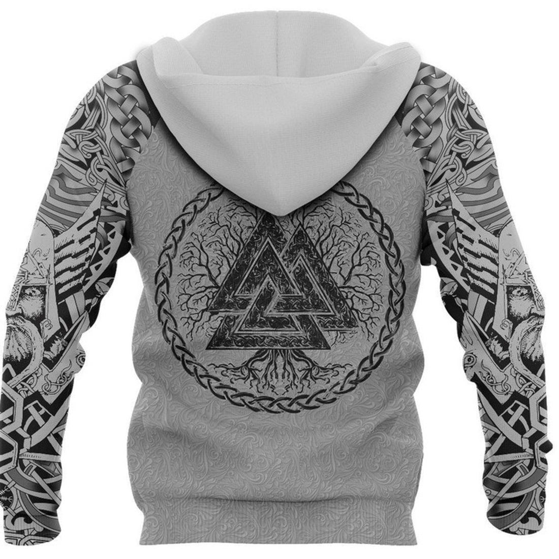 FUNSTUFFPRINT -Vikings Fenrir Skoll And Hati Valknut White 3D Hoodie and Zip Hoodie