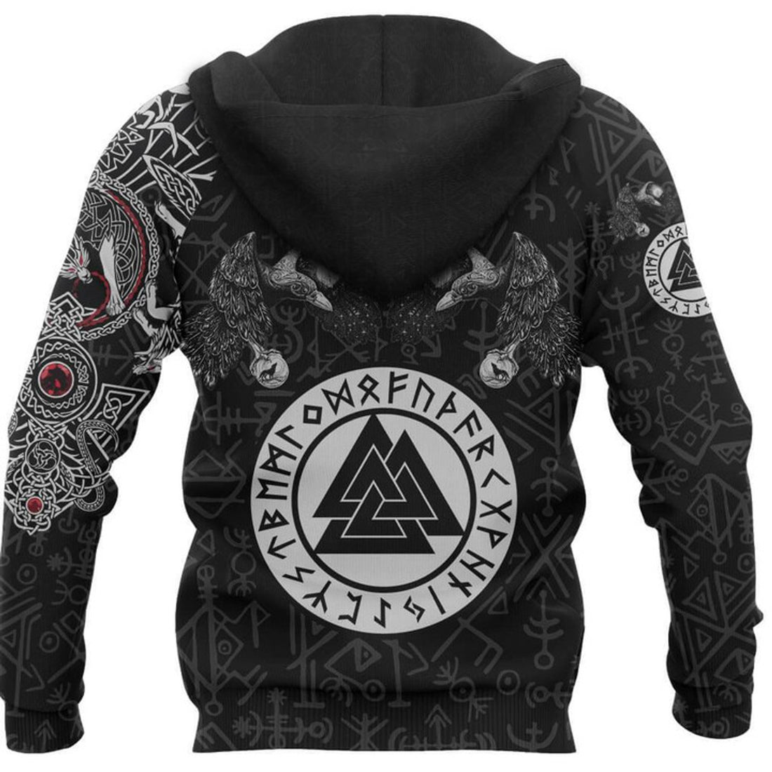 FUNSTUFFPRINT Vikings Fenrir Skoll And Hati Valknut Raven 3D Hoodie and Zip Hoodie