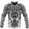 FUNSTUFFPRINT -Vikings Fenrir Skoll And Hati Valknut White 3D Hoodie and Zip Hoodie