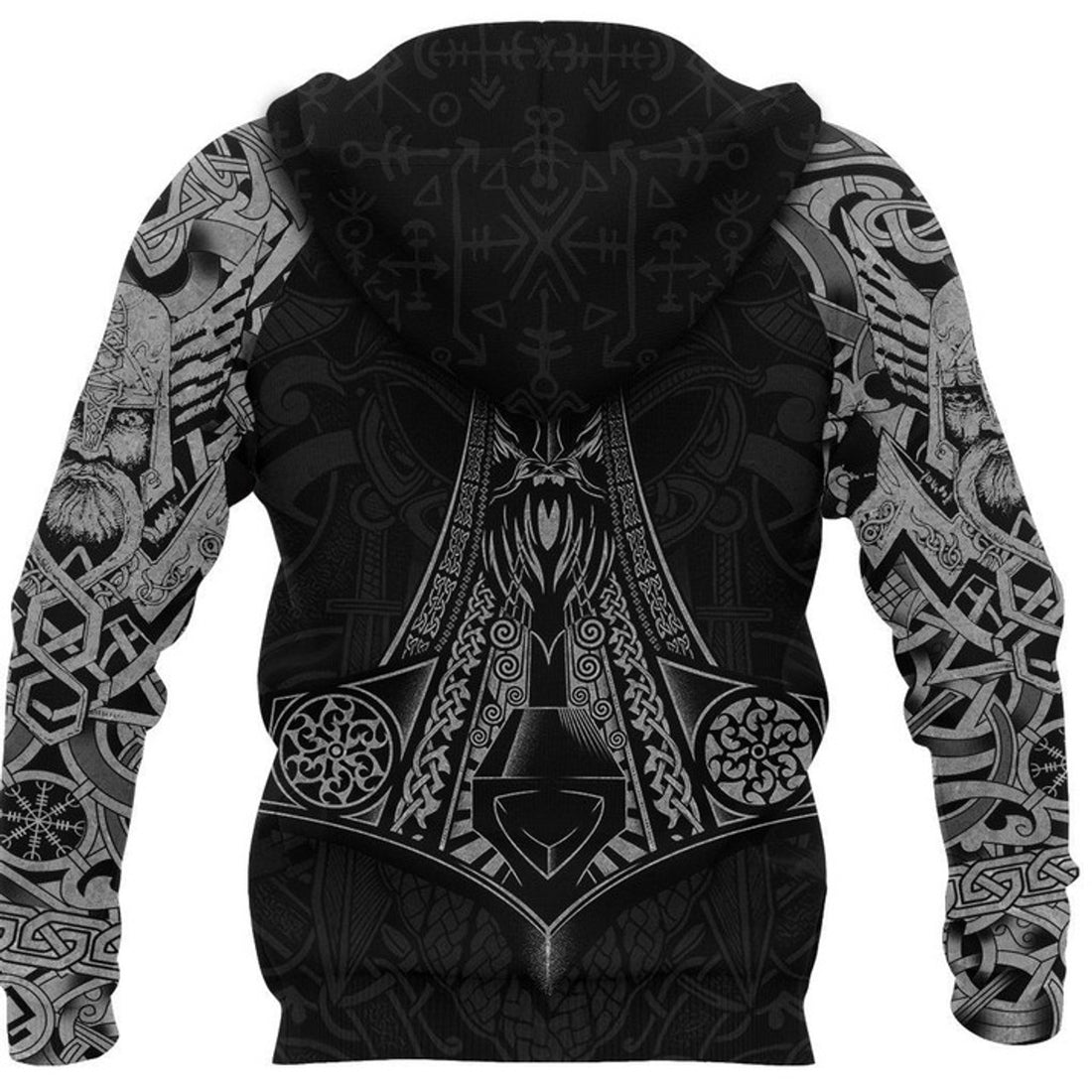 FUNSTUFFPRINT Vikings Odin Mjolnir Thor's Hammer 3D Hoodie and Zip Hoodie