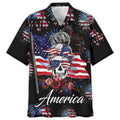 Happy Independence Day United States All Over Printed 3D Shirts, Mom Skull Flag USA Hawaiian Shirt