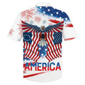 Happy Independence Day Flying Eagle U.S Flags All Printed 3D Hawaiian Shirt