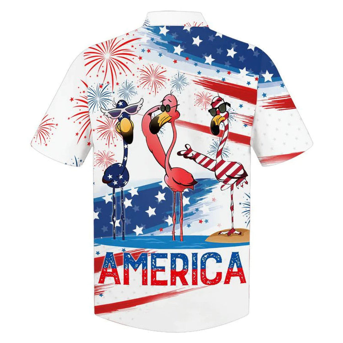 Happy Independence Day Flamingo All Printed 3D Hawaiian Shirt, 4th 7 Flamingo Hawaii Shirt