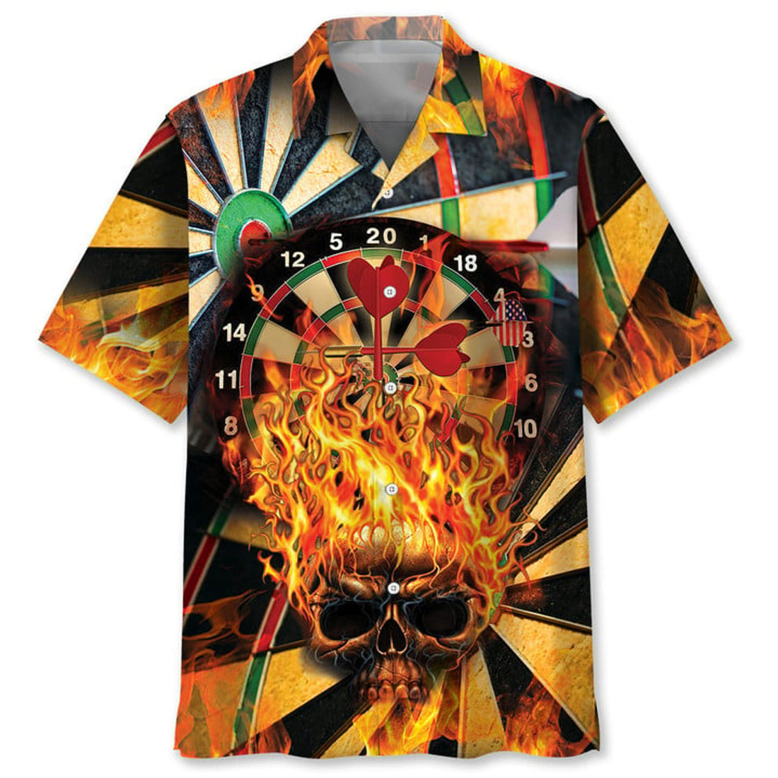 Darts Skull fire Hawaiian Shirt, Darts team Hawaiian shirt for men, Gift for Darts player