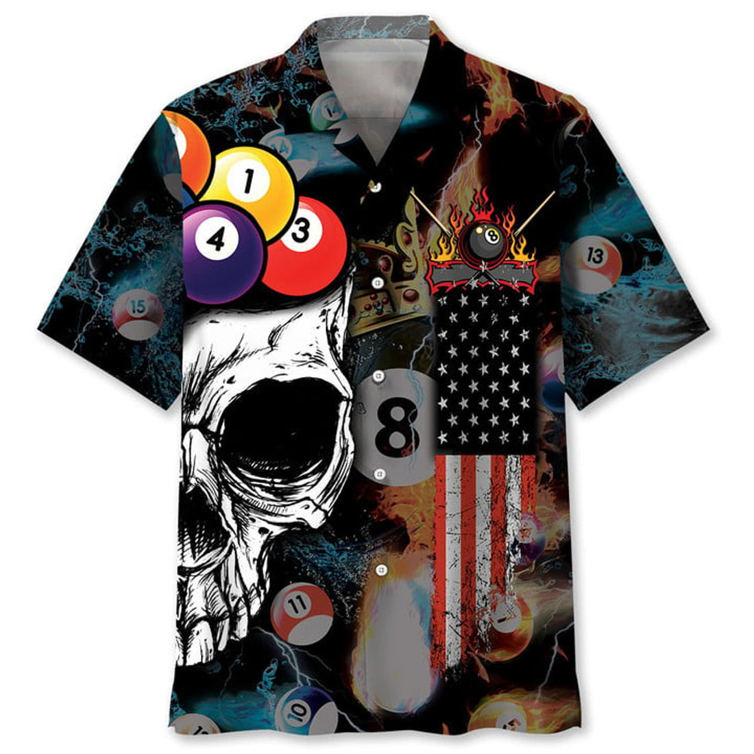 Billiard Skull Hawaiian Shirt, Billiard team Hawaiian shirt for men, Gift for billiard player