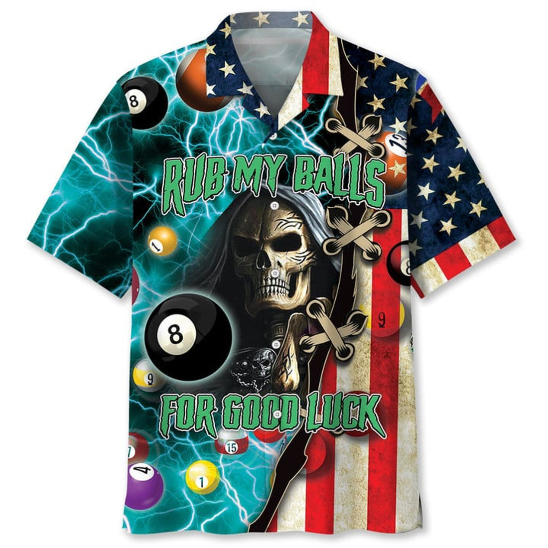 Billiard Luck Hawaiian Shirt, Billiard flag skull Hawaiian shirt for men
