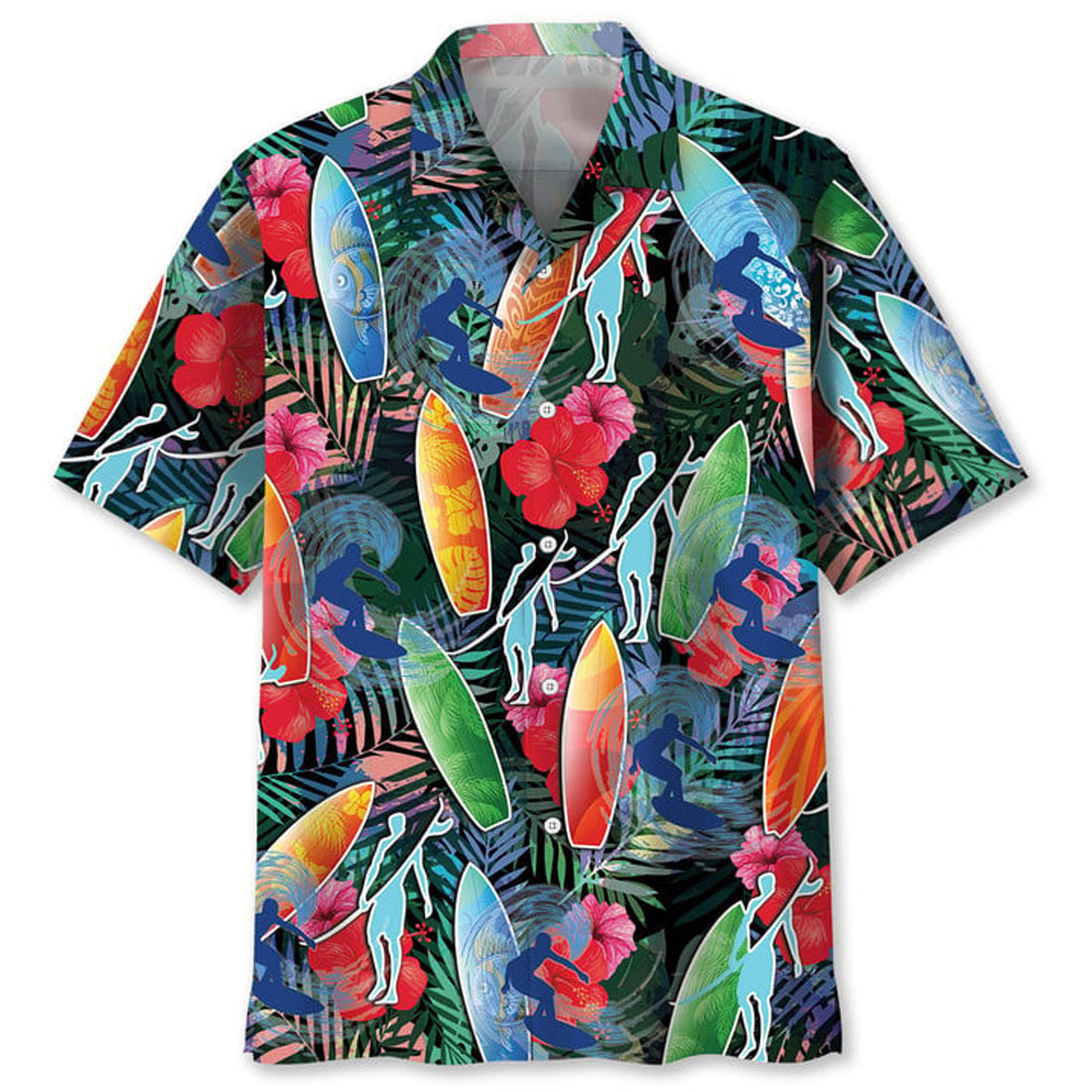 Surfing Ocean Hawaiian Shirt, Unisex Summer Beach Casual Short Sleeve Summer Vacation Beach Shirts