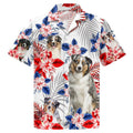 Australian Shepherd American Flag Hawaiian Shirt For Dog Lovers, Unisex Hawaiian Shirt