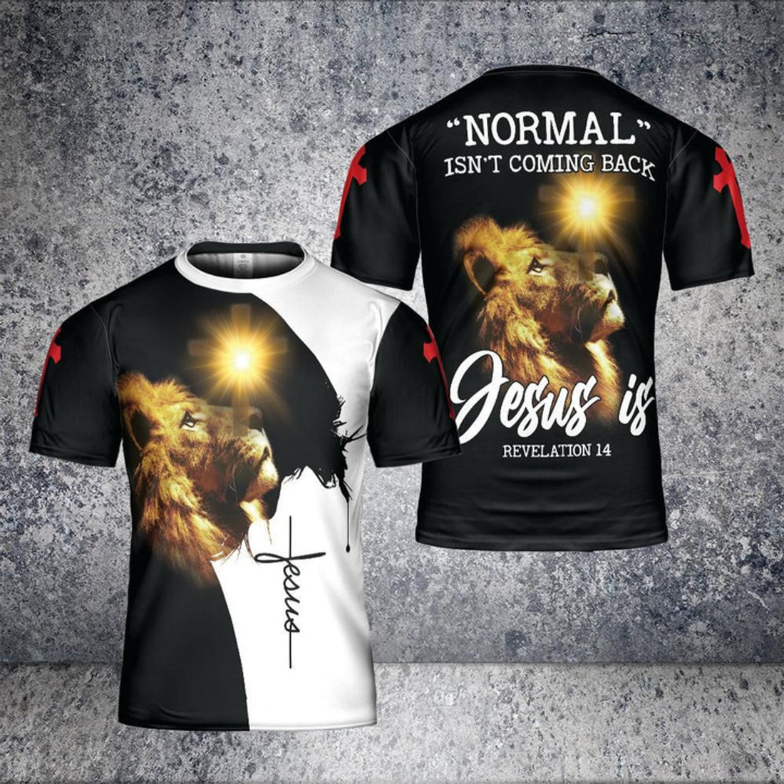 Normal Isn't Coming Back Jesus Is Cross Lion 3D T-shirt Gift For Christian Men