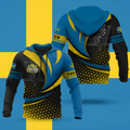FUNSTUFFPRINT Customize Pattern Wave And Coat Of Arms Sweden Unisex Adult 3D Hoodie and Zip Hoodie