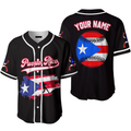 Custom Name Baseball Jerseys Puerto Rico Baseball Black White Red, Idea Gift for Men & Women