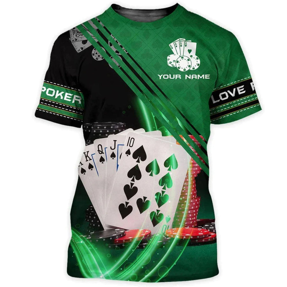 Custom 3D All Over Print Green Poker Shirt Men Women, Poker Hoodie, Poker Clothing, Poker Uniform