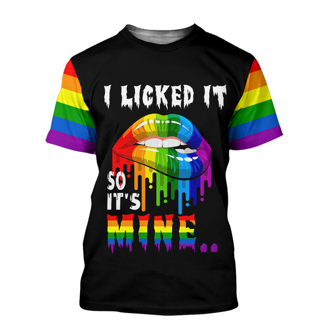 FUNSTUFFPRINT I Lick It So Its Mine Rainbow Lip LGBT Pride Gift 3D All Over Print 3D T-shirt