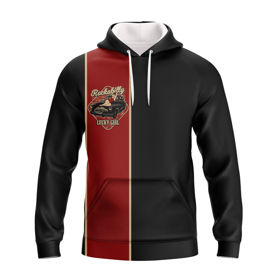 FUNSTUFFPRINT Rockabilly Lucky Girl 3D Hoodie and Zip Hoodie