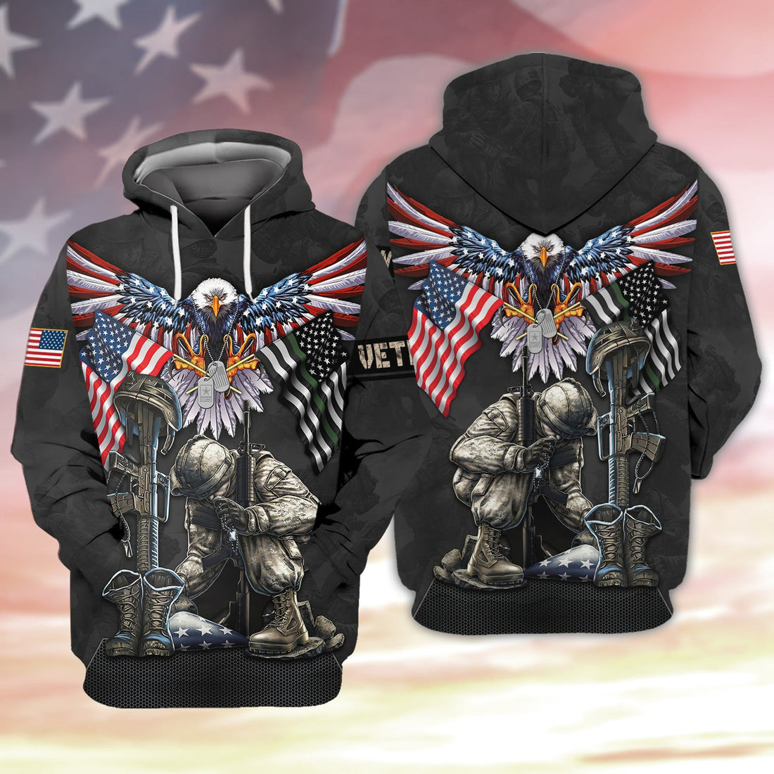 FUNSTUFFPRINT U.S Veteran 3D Full Print 208 3D Hoodie and Zip Hoodie