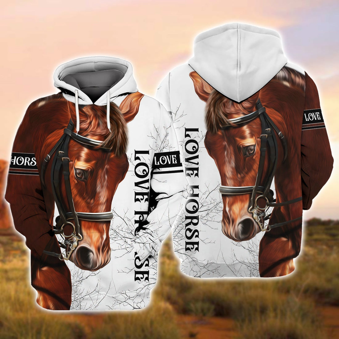FUNSTUFFPRINT Love Horse 3D Full Print 206, Tad 3D Hoodie and Zip Hoodie
