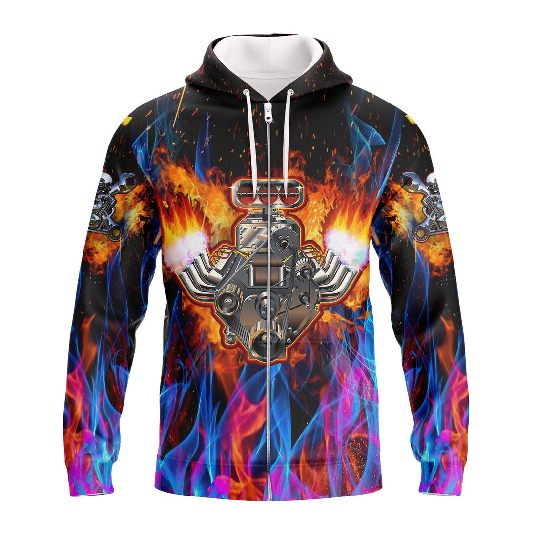 FUNSTUFFPRINT Hot Rod Engine 3D Hoodie and Zip Hoodie