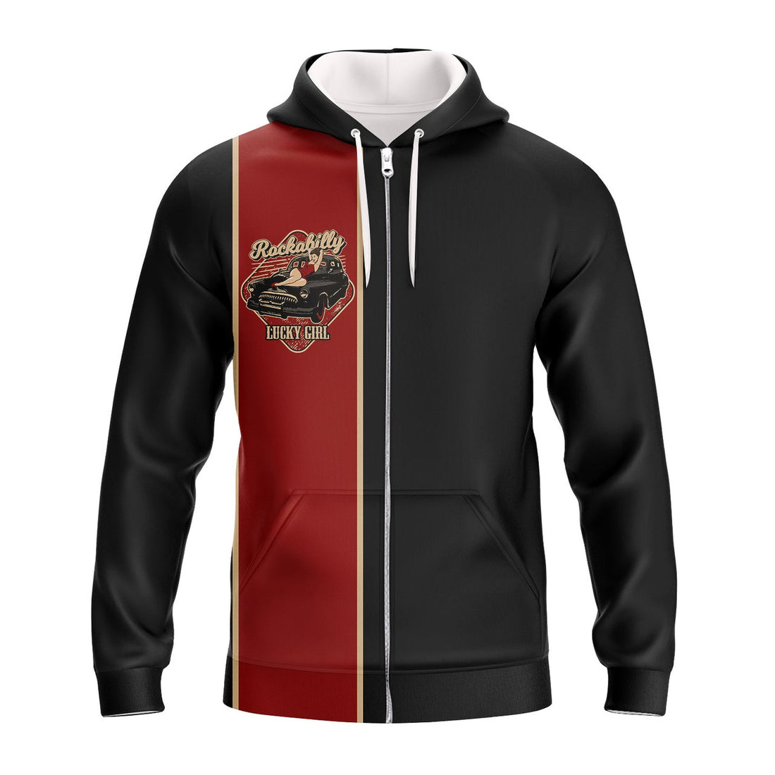 FUNSTUFFPRINT Rockabilly Lucky Girl 3D Hoodie and Zip Hoodie