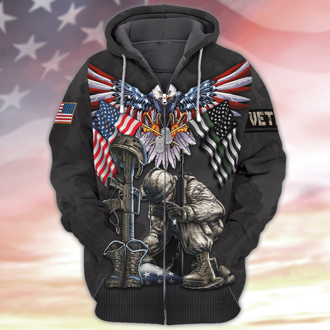FUNSTUFFPRINT U.S Veteran 3D Full Print 208 3D Hoodie and Zip Hoodie