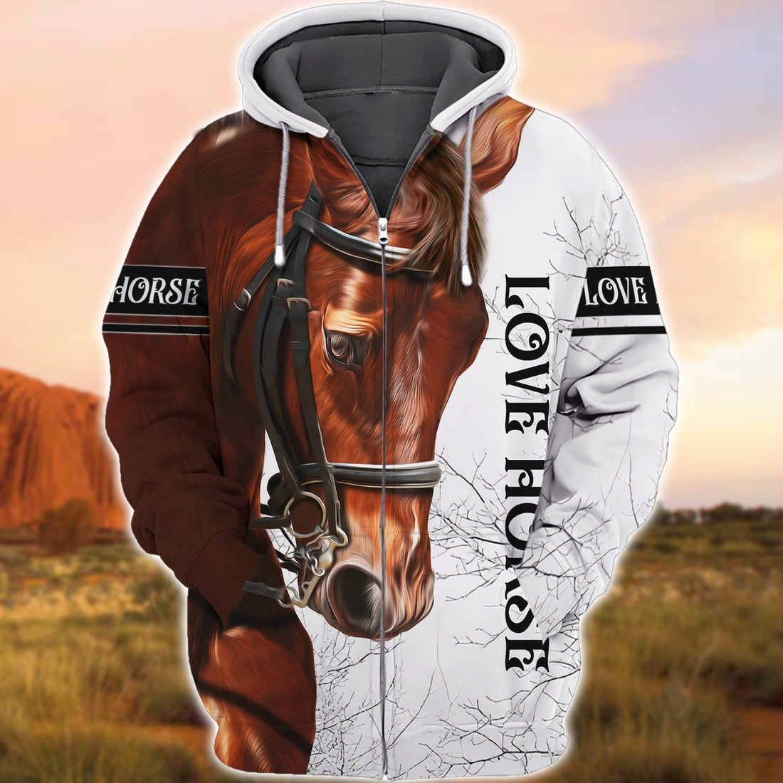 FUNSTUFFPRINT Love Horse 3D Full Print 206, Tad 3D Hoodie and Zip Hoodie