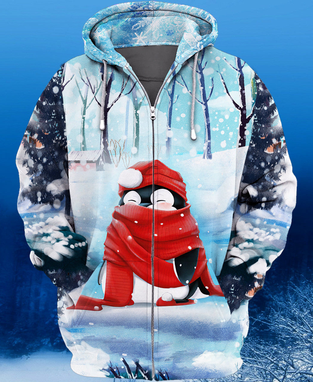 FUNSTUFFPRINT Winter Penguins 3D Full Print 3D Hoodie and Zip Hoodie