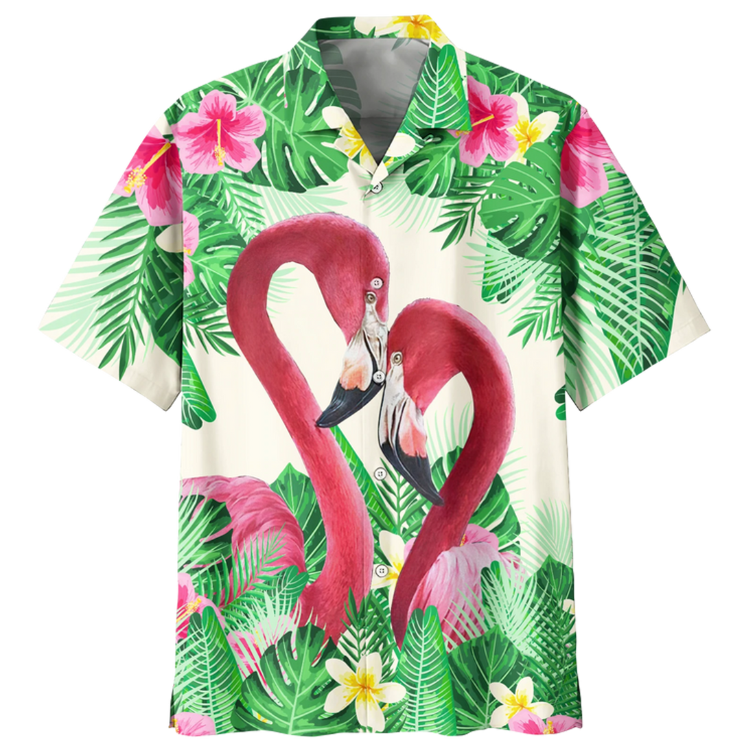 Flamingo Tropical Hawaiian Shirt, Flowers Flamingo Aloha Shirt, Men's Hawaiian Shirt
